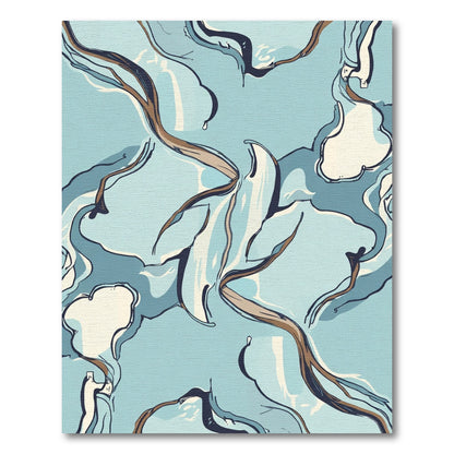 Abstract Blue Swirl Organic Shapes Rug