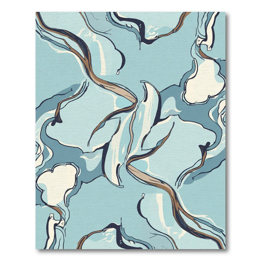Abstract Blue Swirl Organic Shapes Rug