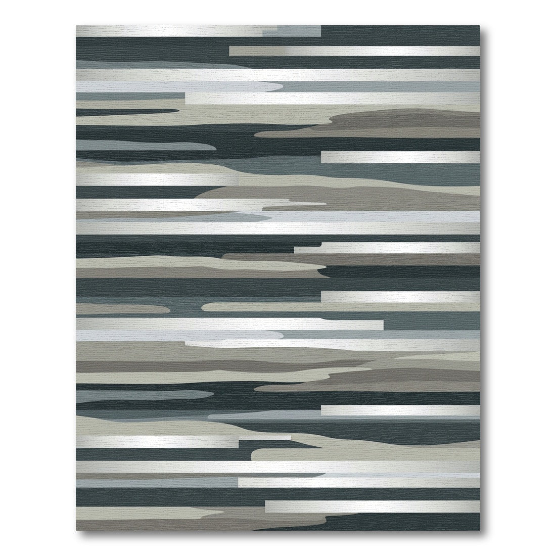 Modern Metallic Gray Horizontal Coastal Stream Rug