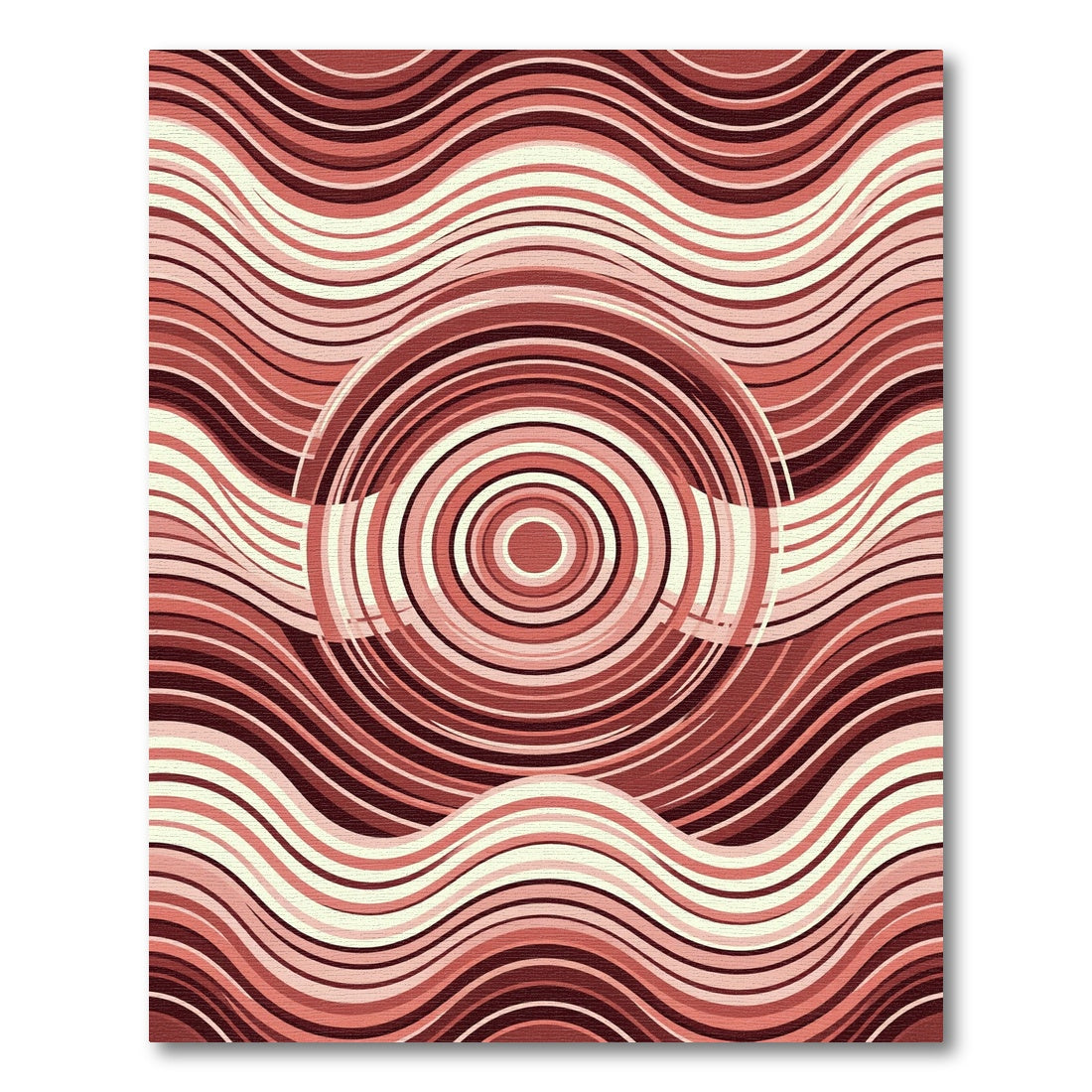 Terra Cotta Wavy Circular Abstract Art Rug