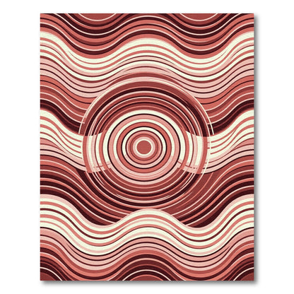 Terra Cotta Wavy Circular Abstract Art Rug