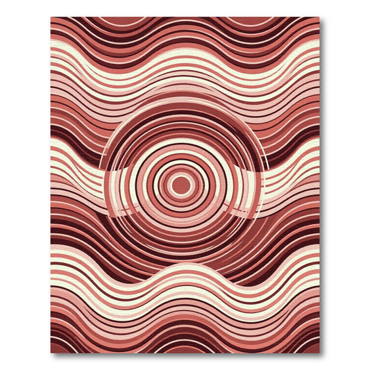 Terra Cotta Wavy Circular Abstract Art Rug