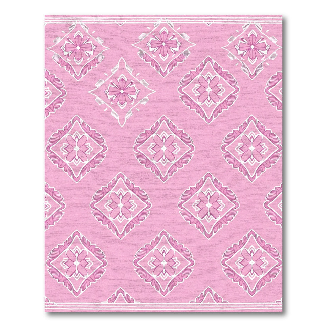 Pink Floral Diamond Medallion Rug