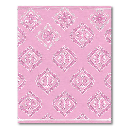Pink Floral Diamond Medallion Rug