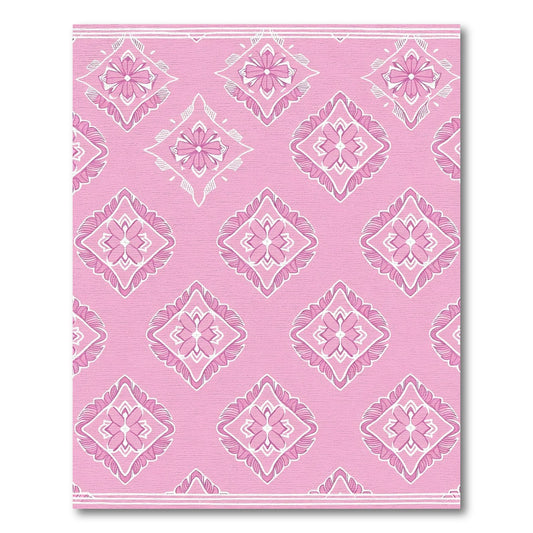 Pink Floral Diamond Medallion Rug