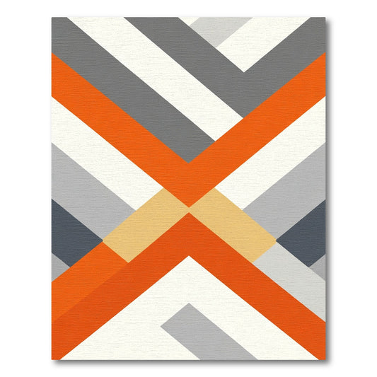 Bold Orange Geometric Chevron Rug