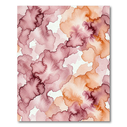 Blush and Terracotta Watercolor Abstract Swirl Rug