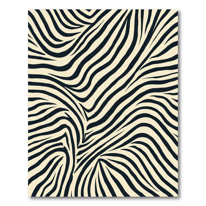 Cream Black Abstract Zebra Stripes Rug