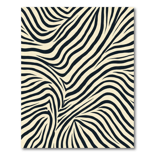 Cream Black Abstract Zebra Stripes Rug