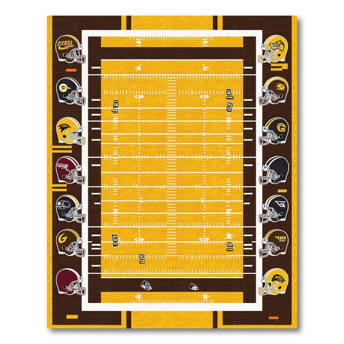Golden Football Field Team Helmets Rug