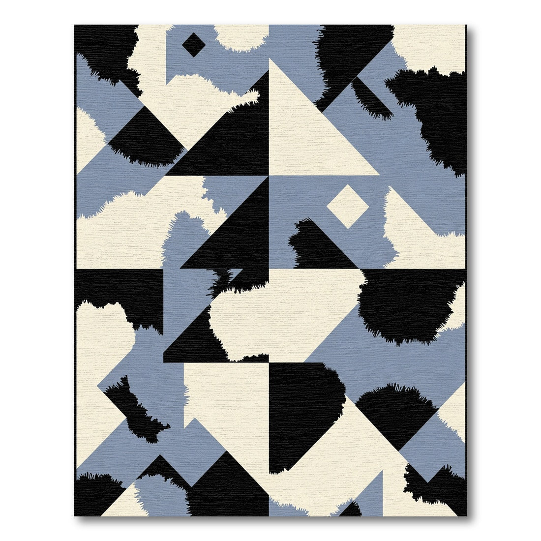 Geometric Slate Blue Abstract Shapes Rug