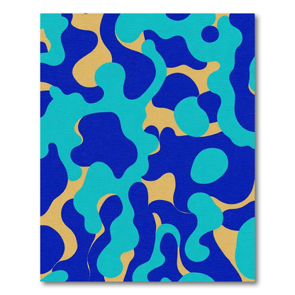 Oceanic Blue Abstract Amoeba Rug