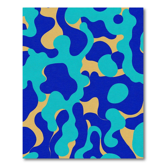 Oceanic Blue Abstract Amoeba Rug