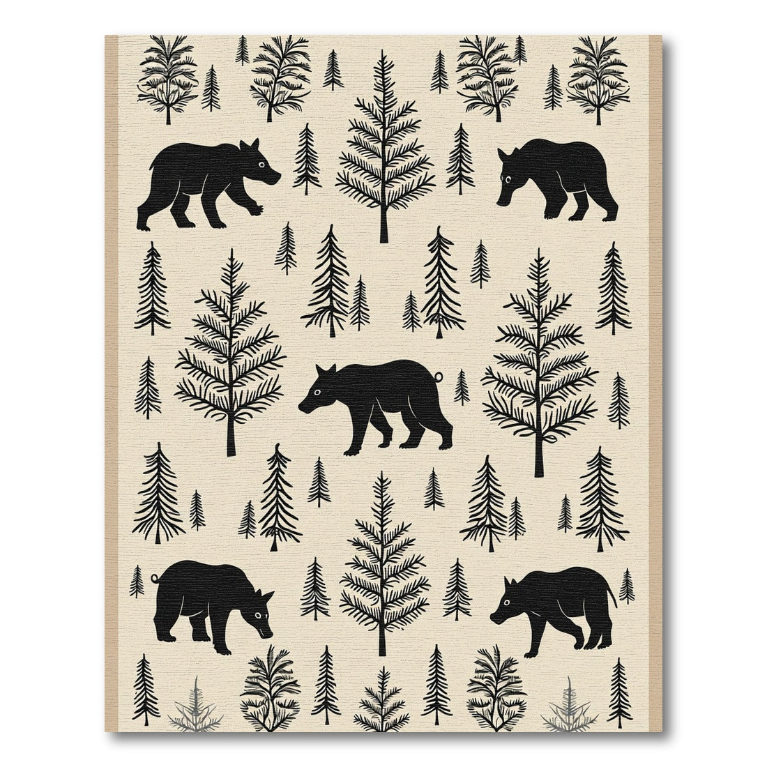 Black Bears Forest Scene Rug