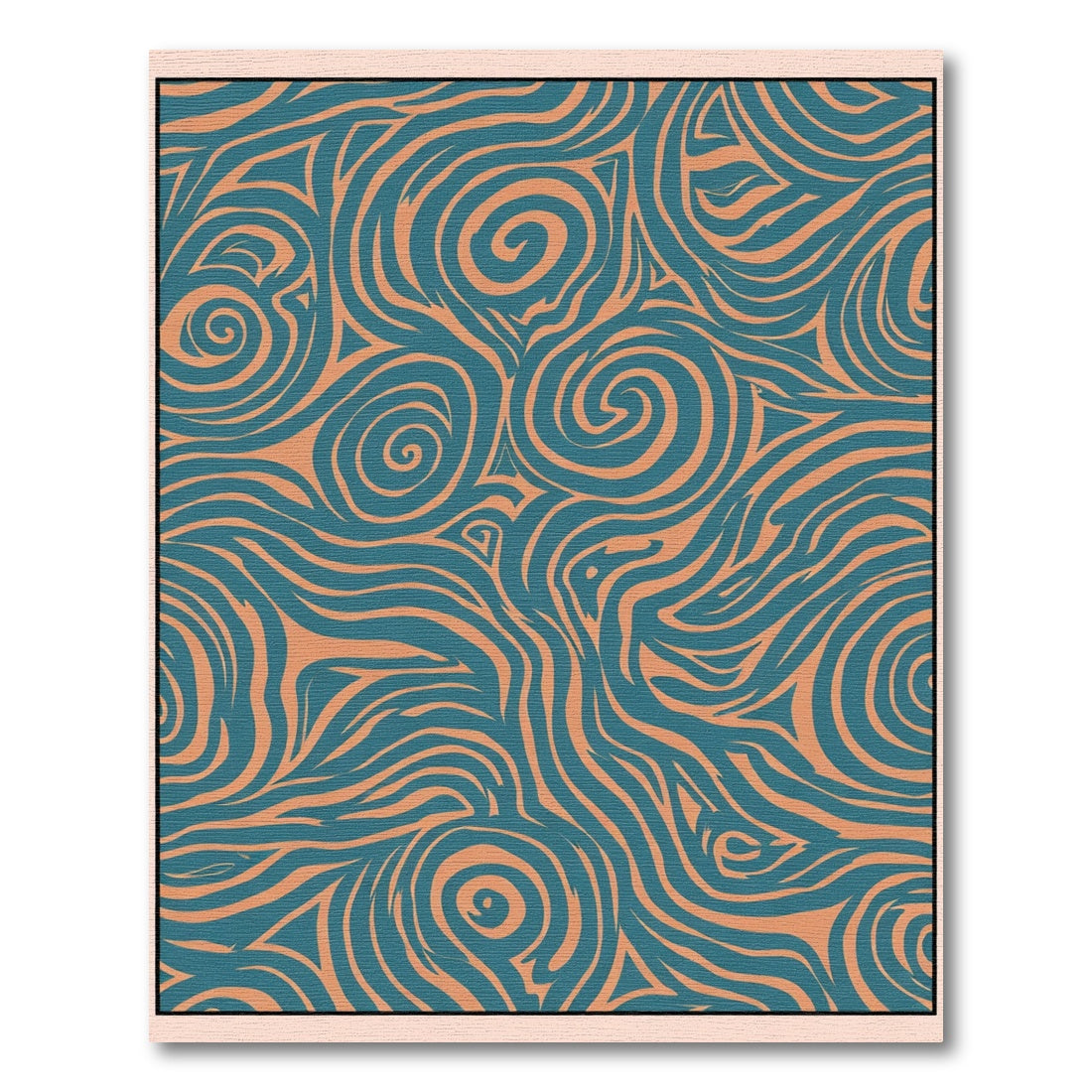 Teal Orange Swirling Organic Lines Rug