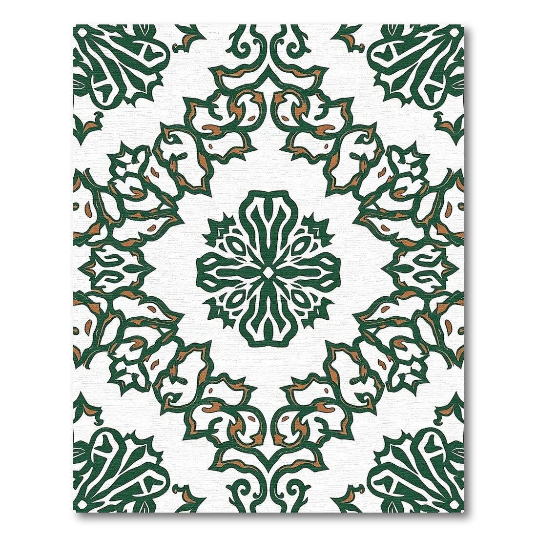 Embroidered Green Floral Mandala Rug