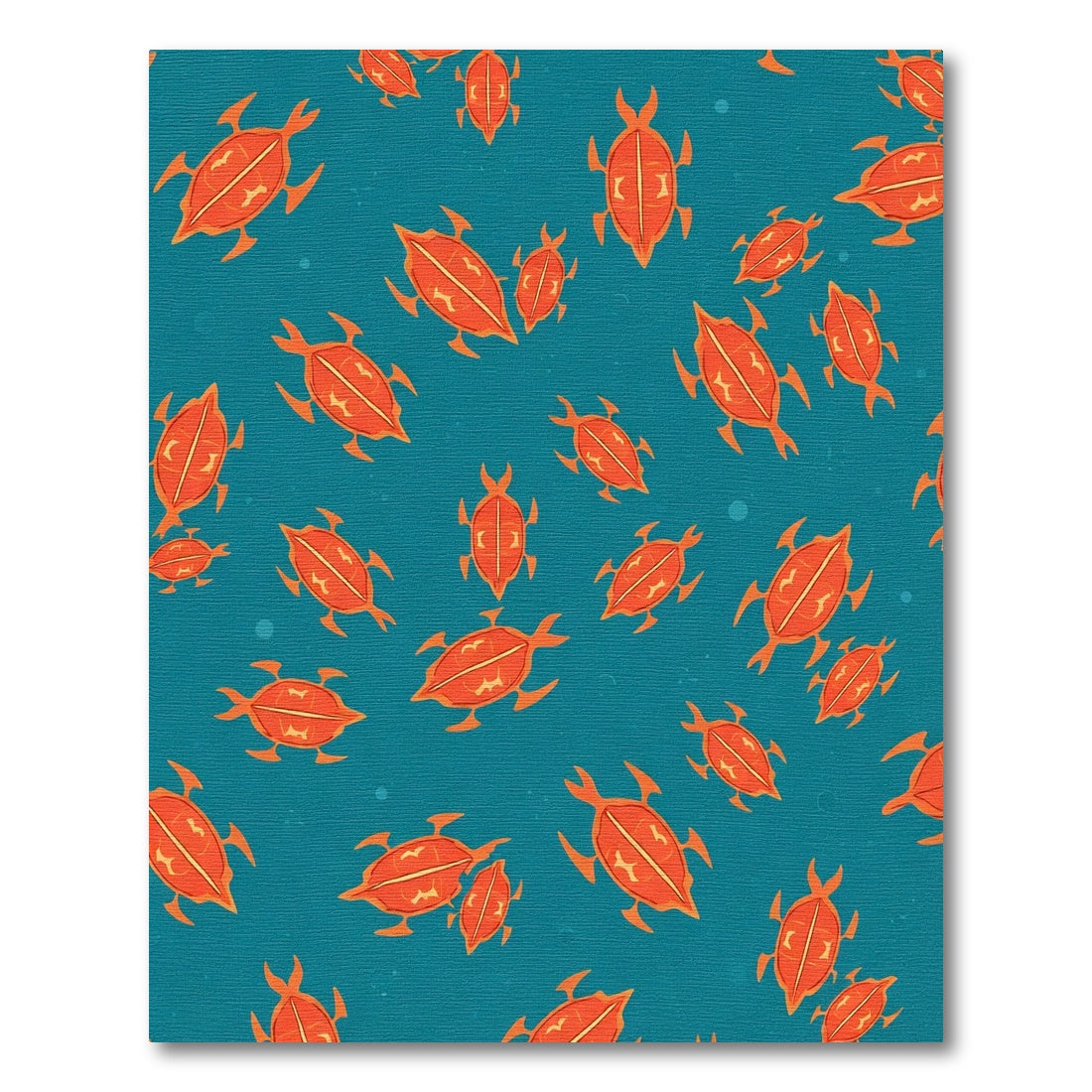 Orange Turtles On Teal Background Rug