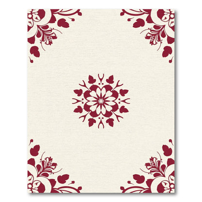 Crimson Floral Medallion Corner Accents Rug