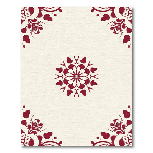 Crimson Floral Medallion Corner Accents Rug