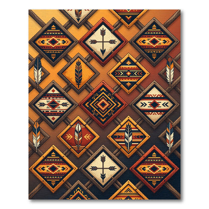 Woven Earth Tone Feather Diamond Rug