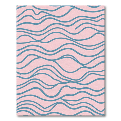 Pink Teal Wavy Lines Rug