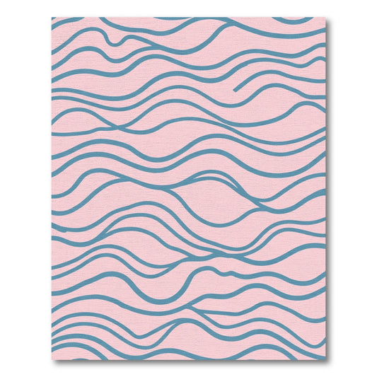 Pink Teal Wavy Lines Rug
