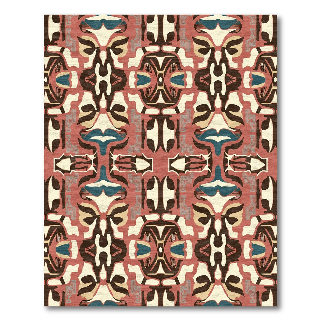 Abstract Terracotta Ivory Tribal Symmetry Rug