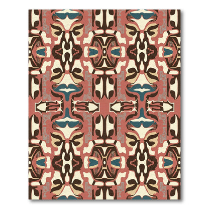 Abstract Terracotta Ivory Tribal Symmetry Rug