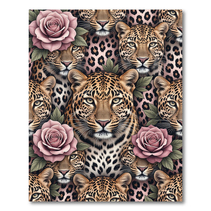 Leopard and Dusty Rose Floral Rug