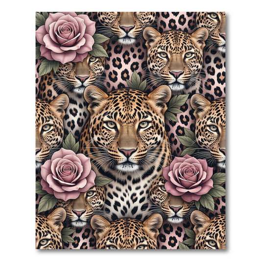 Leopard and Dusty Rose Floral Rug