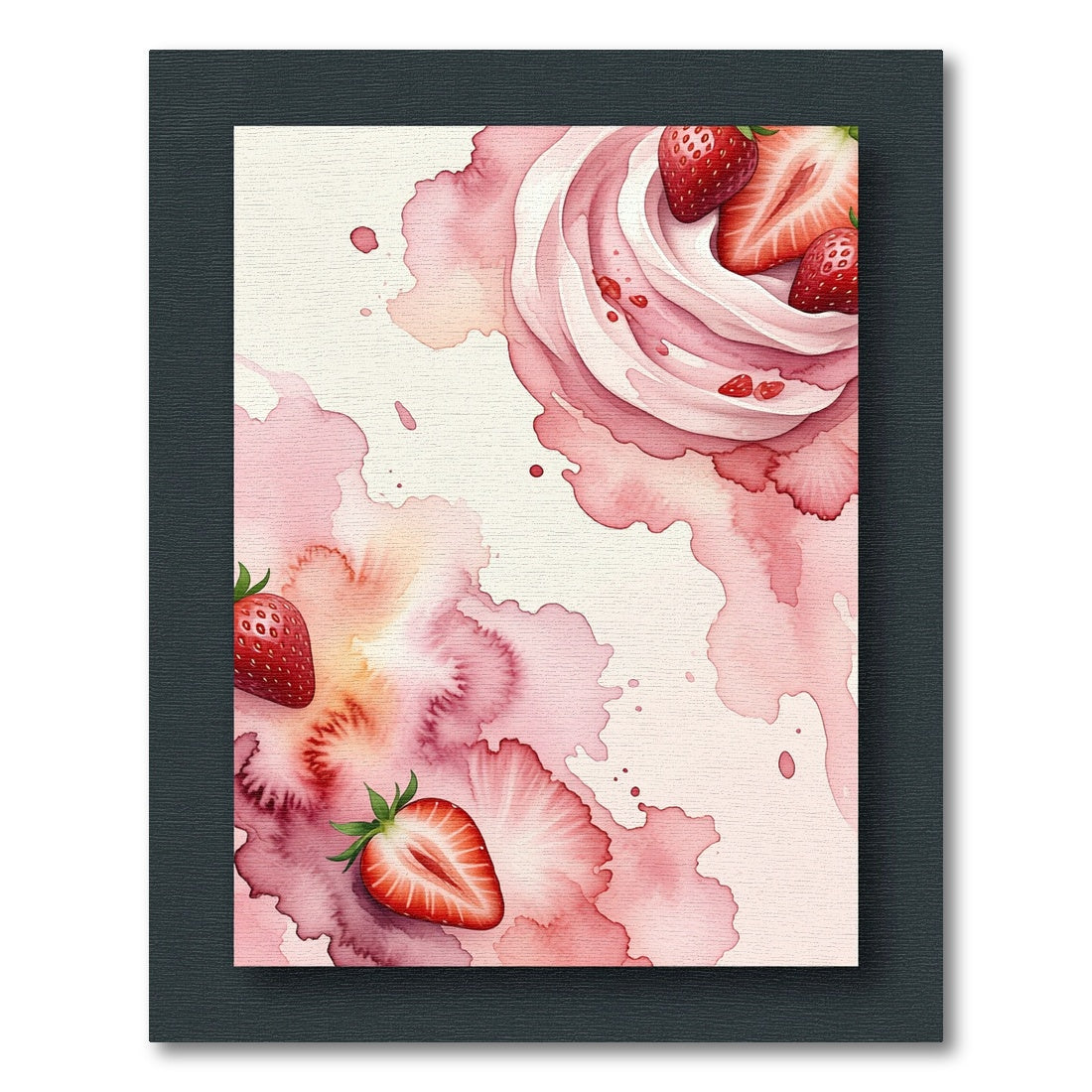 Watercolor Strawberry Cream Swirl Art Rug