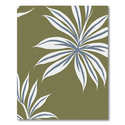 Olive Green Tropical Leaf Medley Rug