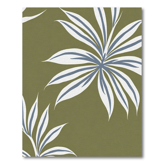 Olive Green Tropical Leaf Medley Rug
