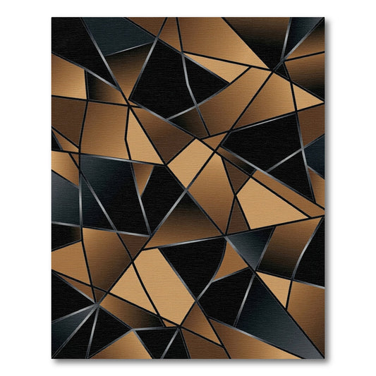 Modern Geometric Black and Gold Shard Rug
