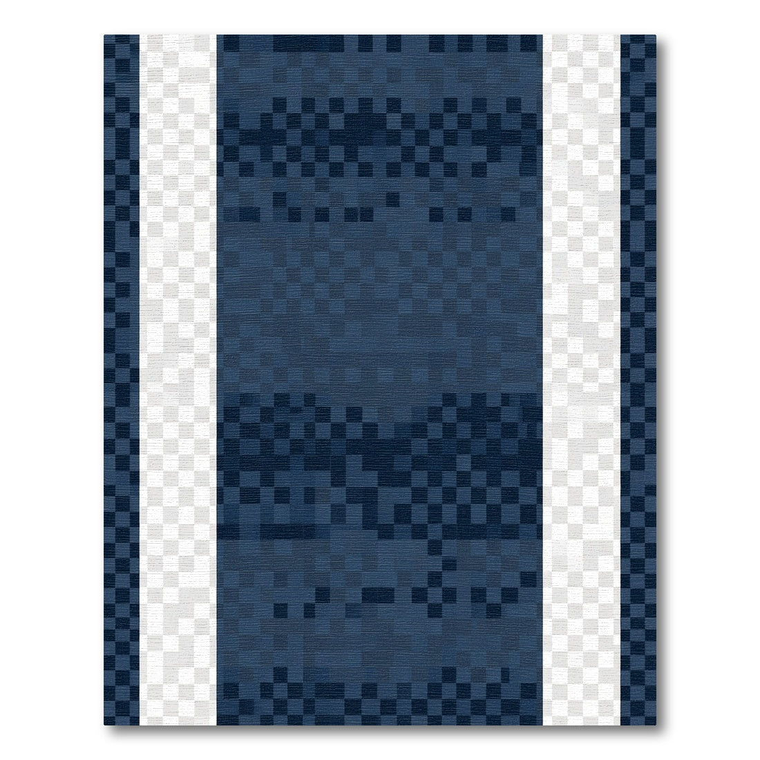 Denim Blue Pixelated Stripe Rug