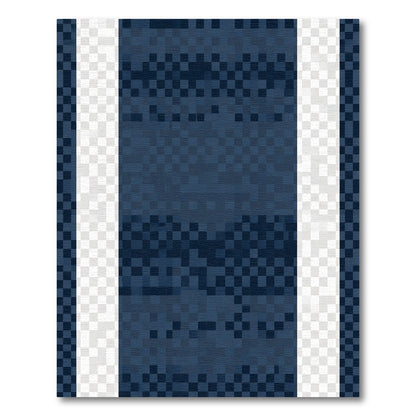 Denim Blue Pixelated Stripe Rug