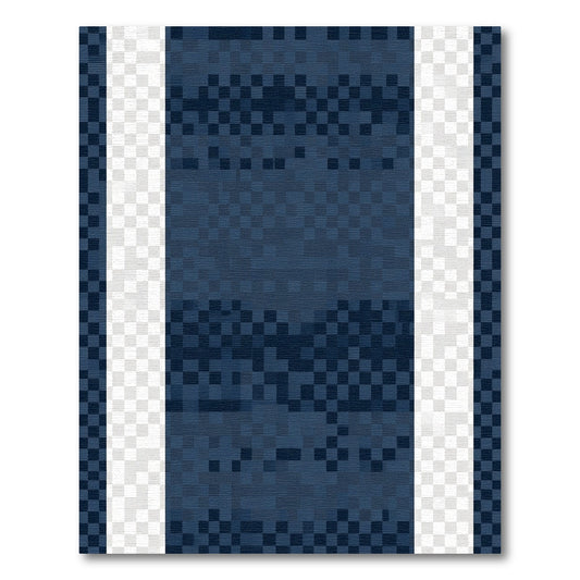 Denim Blue Pixelated Stripe Rug
