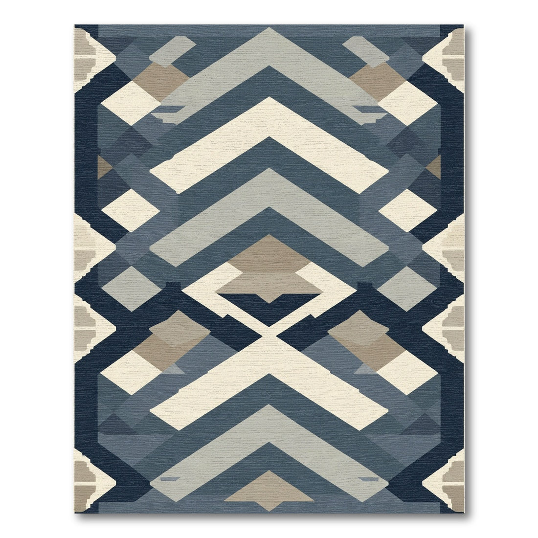 Geometric Chevron Mosaic Blues Rug