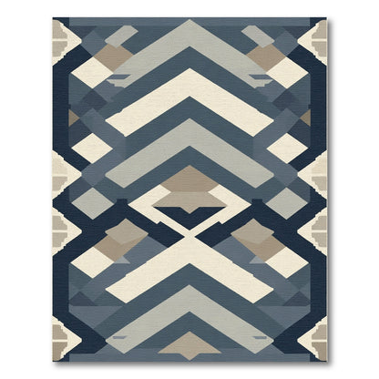 Geometric Chevron Mosaic Blues Rug