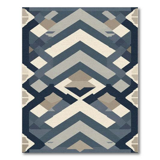 Geometric Chevron Mosaic Blues Rug