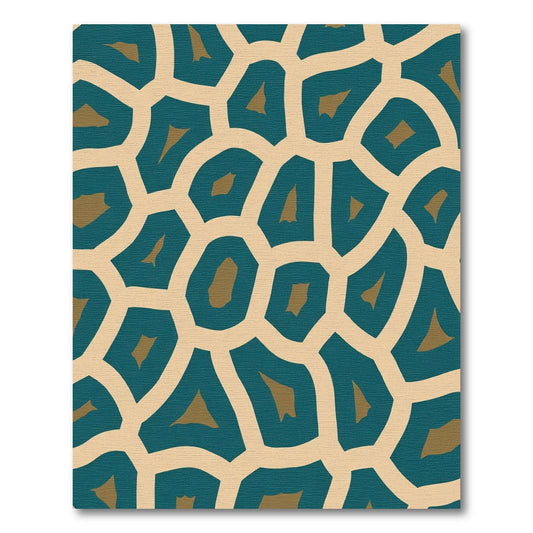 Teal Gold Geometric Organic Shape Rug