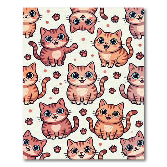 Cute Kawaii Kitten Cat Paw Illustration Rug