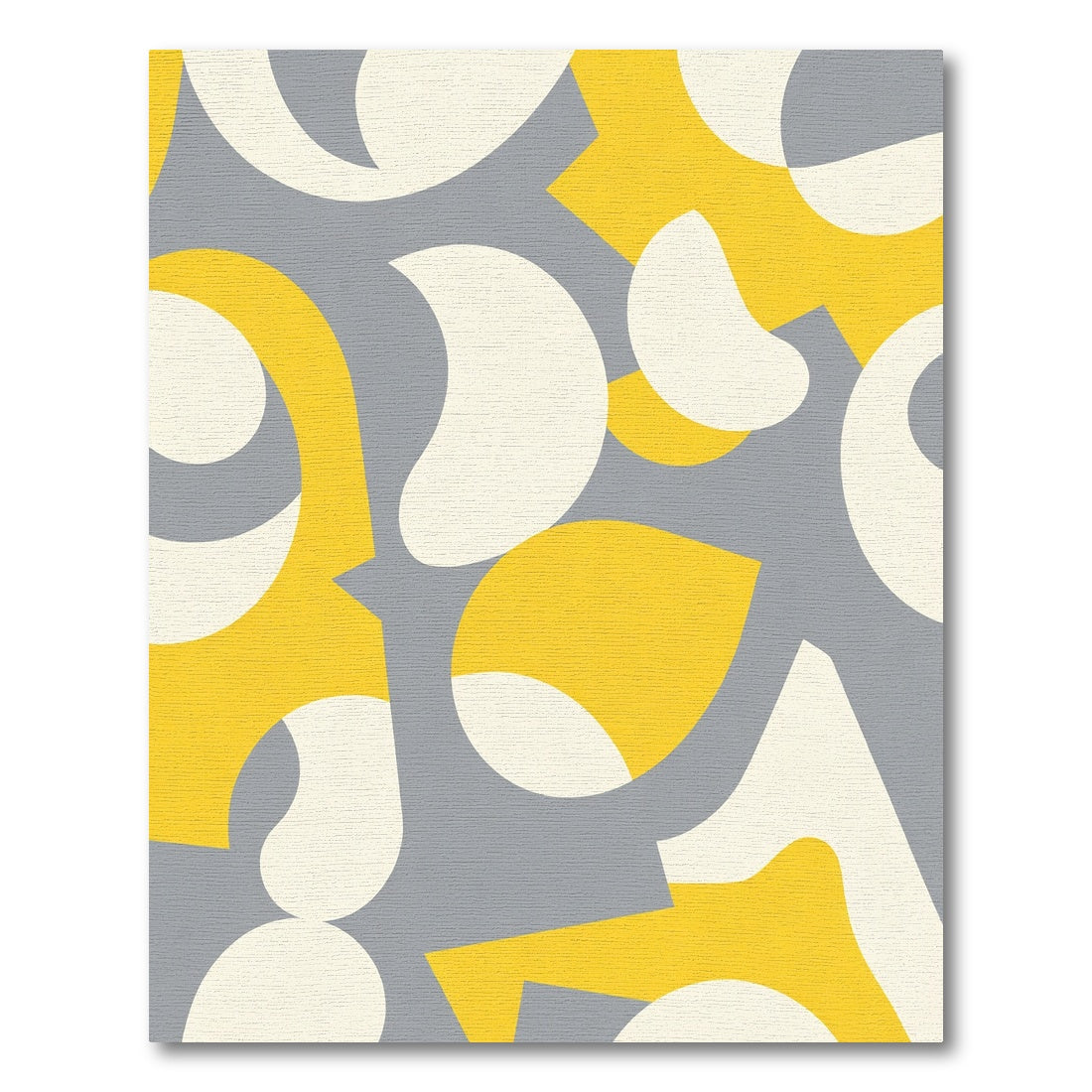 Yellow White Gray Abstract Shapes Rug