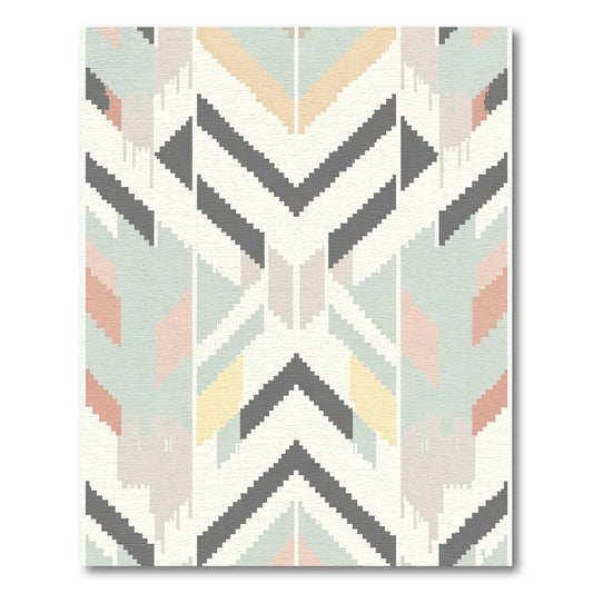 Pale Chevron Geometric Tribal Rug