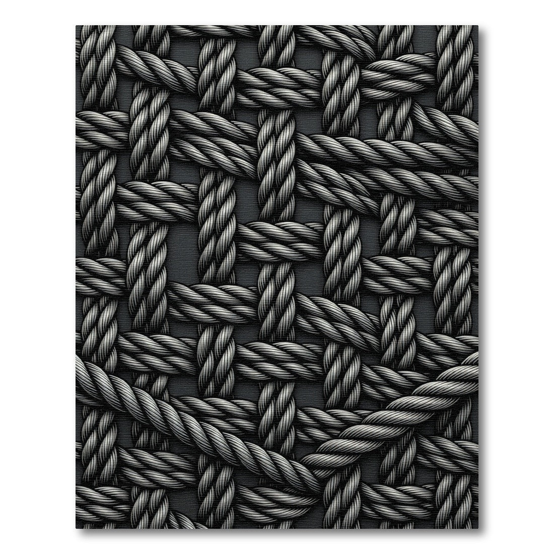 Textured Gray Woven Rope Overlay Rug