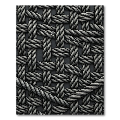 Textured Gray Woven Rope Overlay Rug