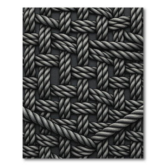Textured Gray Woven Rope Overlay Rug