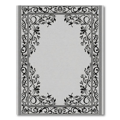 Black Ivory Floral Scroll Border Rug