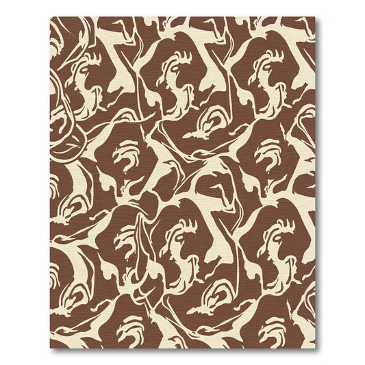 Brown Cream Abstract Face Fusion Rug