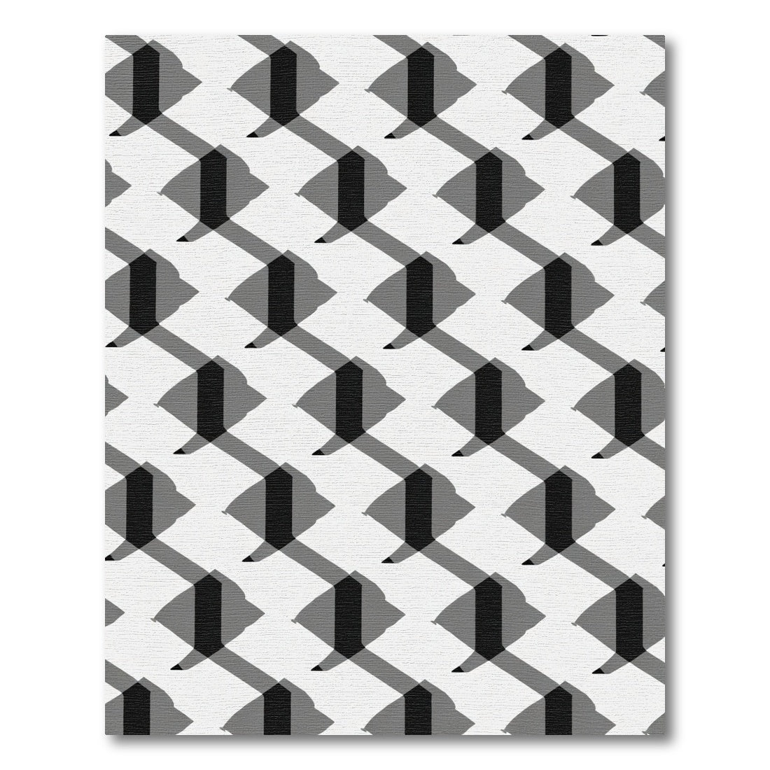 Monochromatic Geometric Faceted Tile Rug